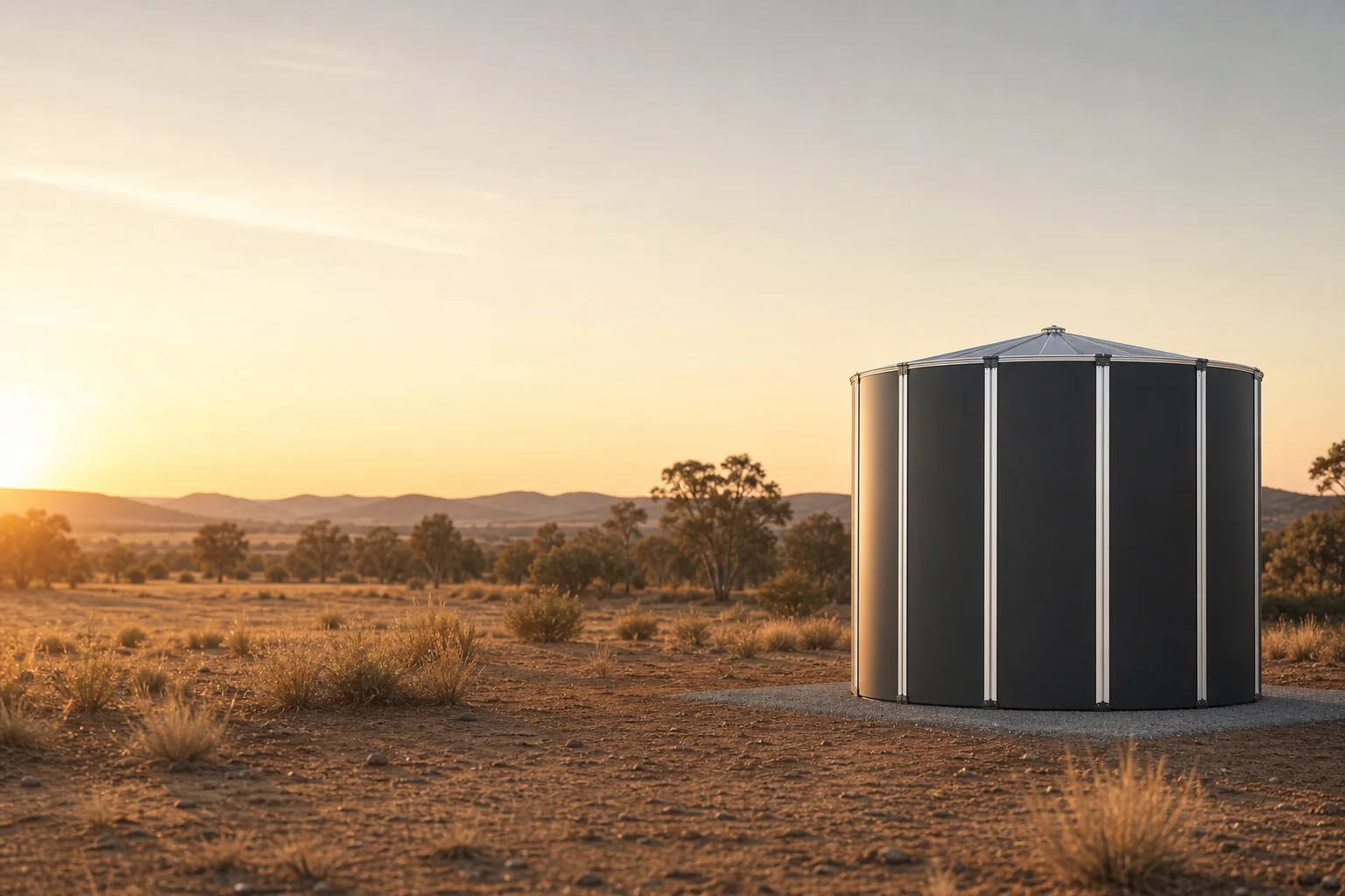 My Tank Co modular water tank in Colorbond Monument on a remote Australian property